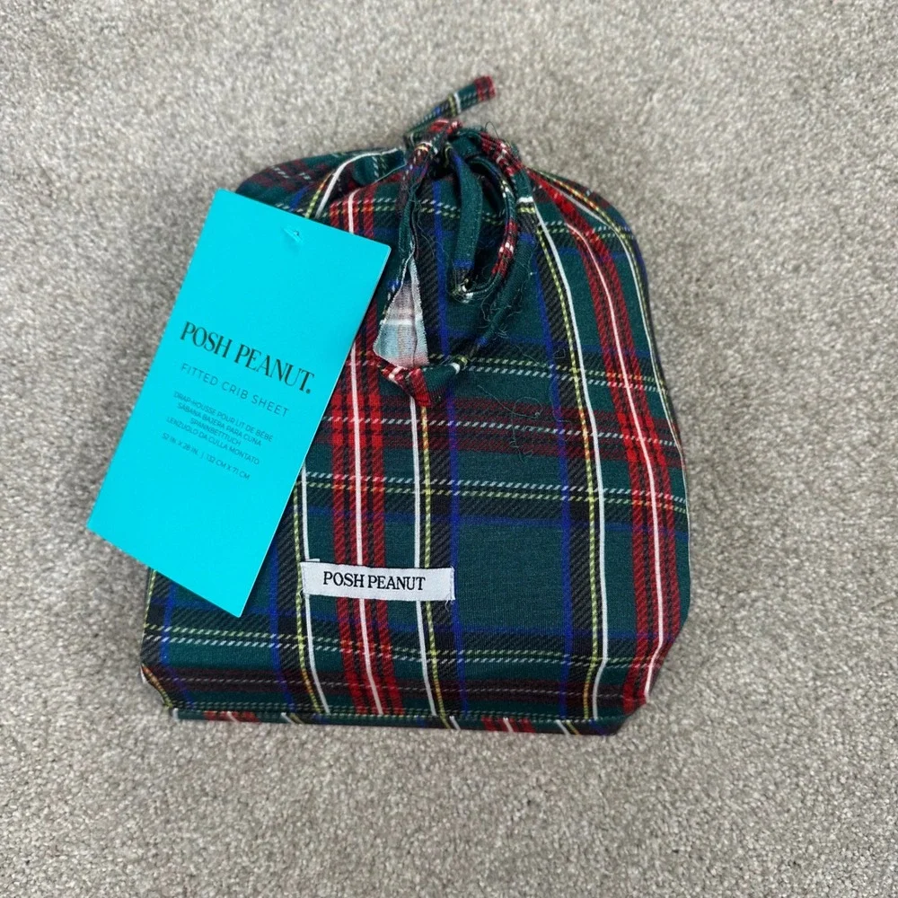Posh Peanut Fitted Crib Sheet Plaid‎ Green Bamboo Cozy Toddler Bedding Christmas